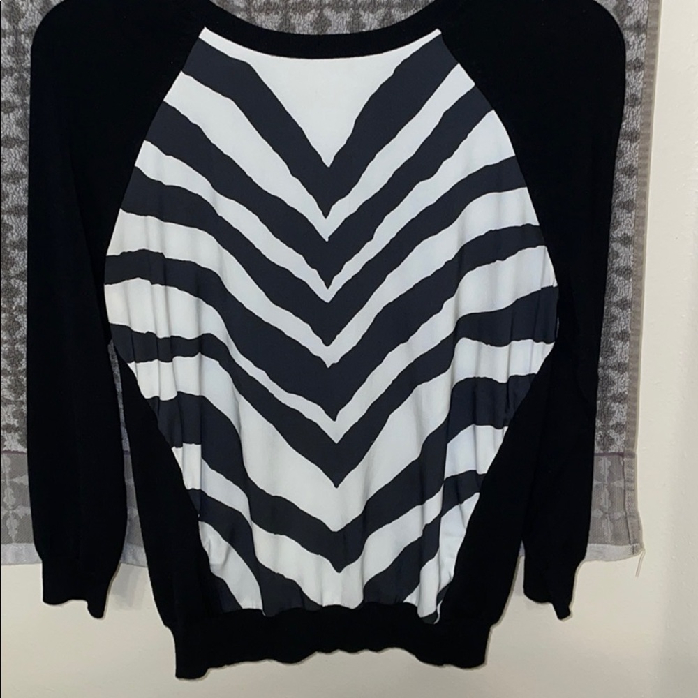Animal print zebra mixed media sweater small